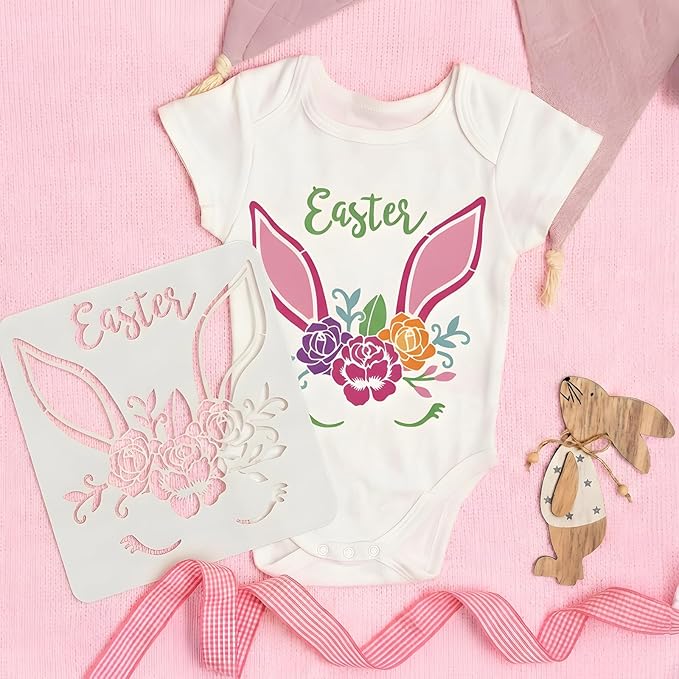 Easter Stencils for Painting, 28PCS Plastic Stencils for Crafts Reusable Featuring Bunny & Egg Icons, Drawing Templates for Wood Cards Canvas Glass, Holiday DIY Kit for Kids & Adults
