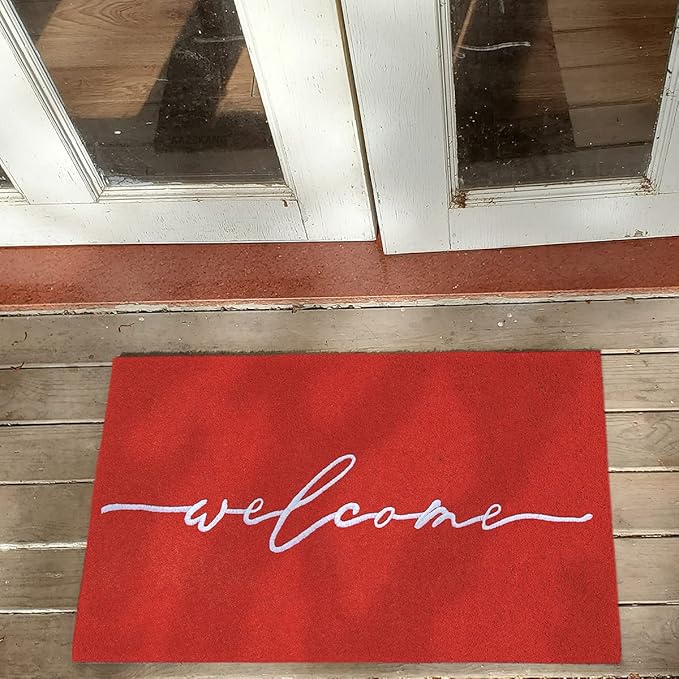 AAZZKANG Red Door Mat 36"x24" with Non Slip Rubber Backing Outside Inside Large Welcome Mats for Front Door Easy to Clean Doormat for Patio,High Traffic Areas