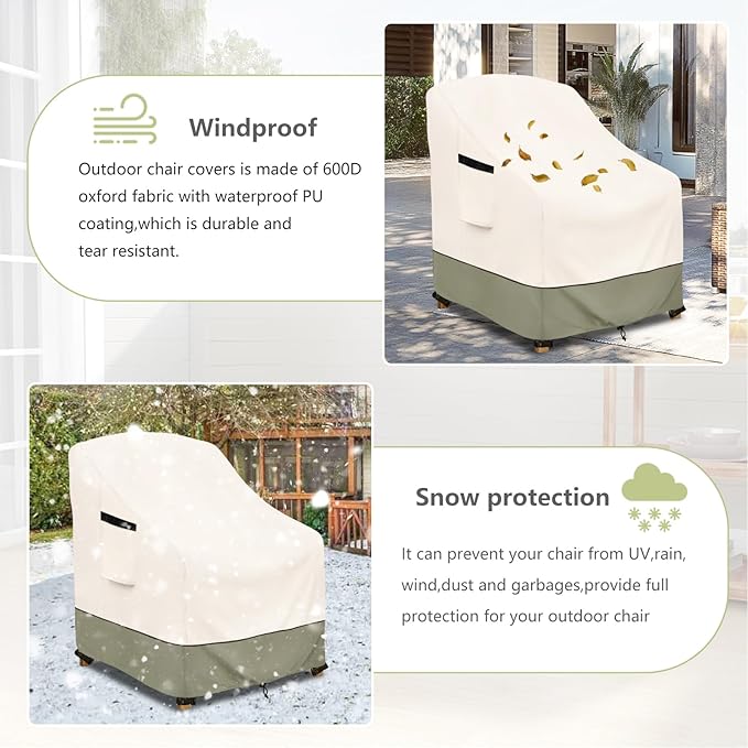 Outdoor Chair Covers 35"W x 38"D x 34"H,600D Heavy Duty Waterproof Patio Chair Cover,Outdoor Furniture Covers for Lawn/Garden Chiar