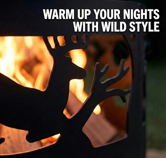 Fire Pit Ring Heavy-Duty: 36 X 9 in Large Metal Smokeless Black Anti-Rust Coating Portable for Outdoor Camping Garden Wood Burning Keep Warm with Air Vent for Men
