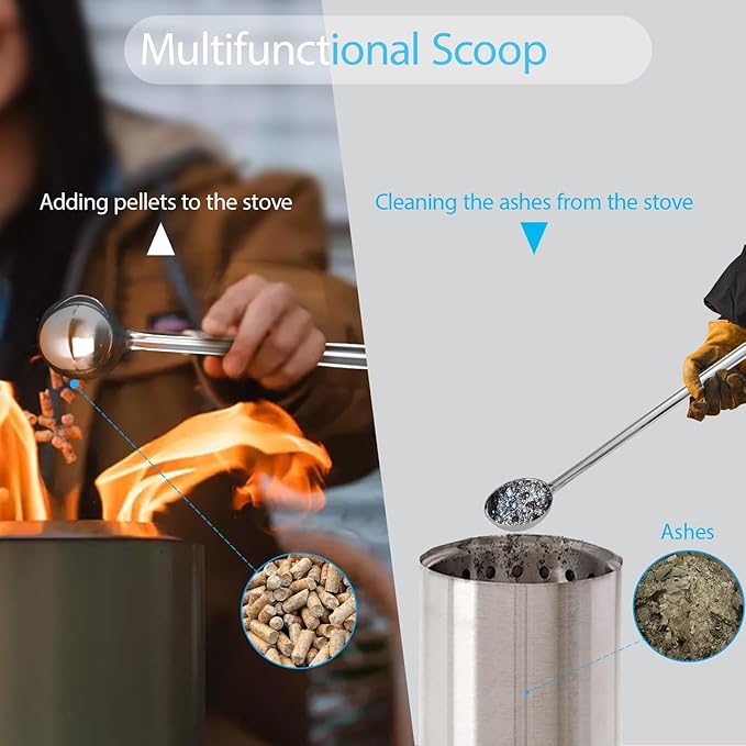 Fireplace Tongs Pellet Scoop Set Compatible with Solo Stove Mesa/XL, Tabletop Fire Pit Mini Firewood Grabber, Tool Metal Grabber for Mini Fire Stick/Pellet Handling, Accessories for Solo Stove