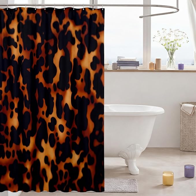 71" x 74" Tortoise Shell Shower Curtain Tortoiseshell Print Polyester Shower Curtain Waterproof Fabric Bath Curtains for Home Bathroom Kitchen Decor