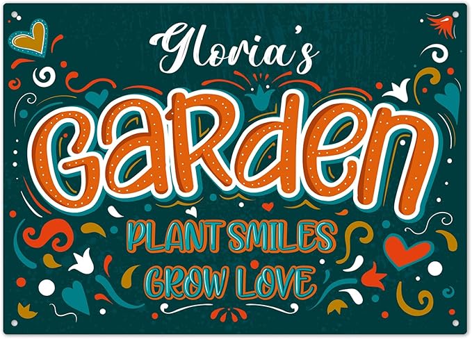 Custom Garden Signs, Personalized Sign For Garden, Mom, Her Or Girlfriend Sign, 10x14 Inches, Rust Free .040 Aluminum, Fade Resistant, Made in USA by Sigo Signs