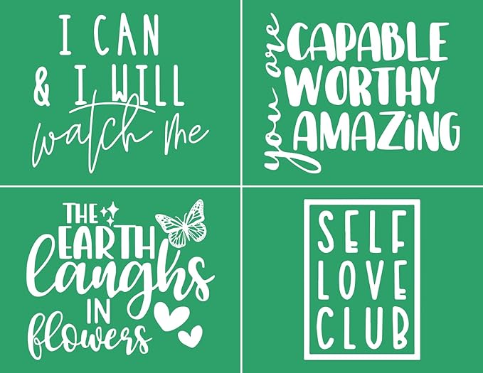 DGAGA Self Love Silk Screen Stencils Self Adhesive Inspirational Screen Printing Stencil Reusable I Can Mesh Stencils Chalk Transfers for Chalk Paste Paint on Wood,Fabric,DIY Decor,Crafts Chalks Art