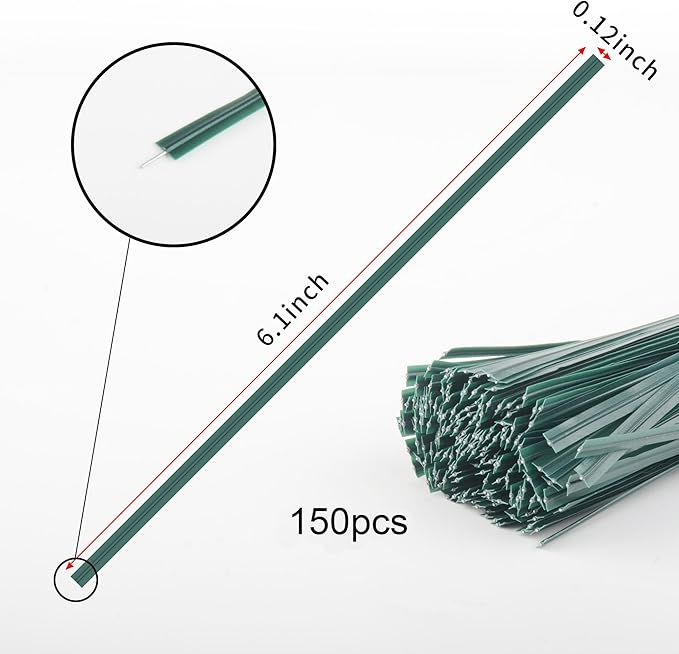 Twist Ties, 150 PCS, 6.1 Inches, Bread Ties, Green, Reusable, for Bags, for Gardening, Home, Office
