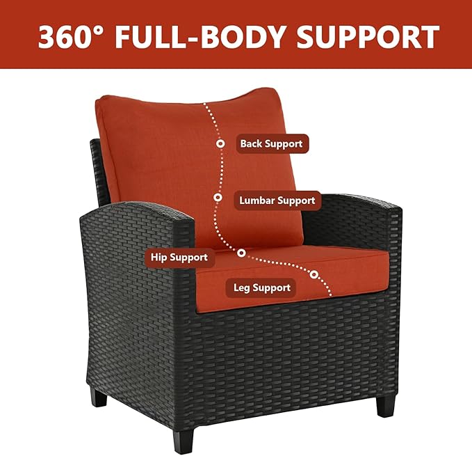 Goodgoods 24 x 28 Outdoor Patio Deep Seat Cushions 2-Pack, 1000+ Hours Fade-Resistant & Water-Resistant Outdoor Furniture Chair Cushions with 30D High-Resilience Foam for Sofa Chair, Quarry Red