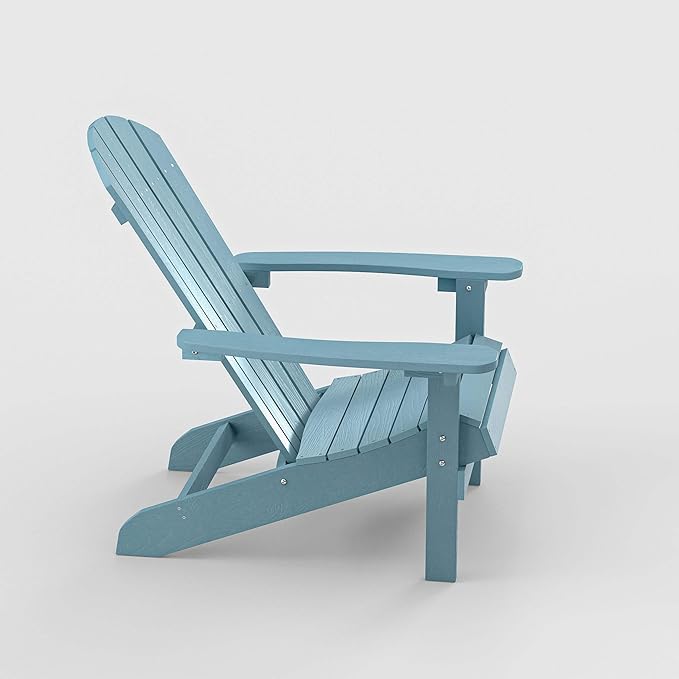 YEFU Adirondack Chairs Set of 6: Outdoor Chair HIPS Plastic Adirondack Chairs - Patio Chairs with Wood Texture - Lawn Fire Pit Deck Porch Garden Chairs for Adults (Blue)