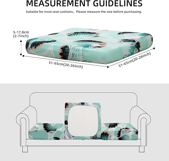 8Pcs Outdoor Cushion Covers, Patio Cushion Covers,Stretch Elastic Slipcovers, Replacement Washable & Reusable Furniture Protector for Patio Couch (Ripple-Pattern,Cover Only)