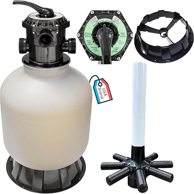 SWIMLINE HYDROTOOLS 24 Inch Sand Filter Combo Set With Stand & Multi Port Valve, 300 Pound Sand Capacity