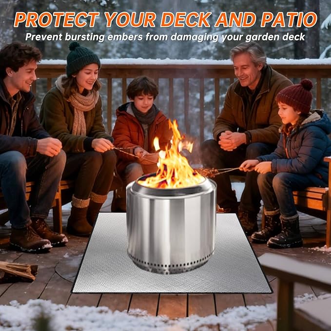 DocSafe 40 x 40 inches Square Fire Pit Mat,4-Layer Fireproof Under Grill Mat Heat Insulated Indoor Fireplace Pad Protector for Deck,Patios,Grass,BBQ Smoker, Portable Reusable Oil-Proof and Waterproof