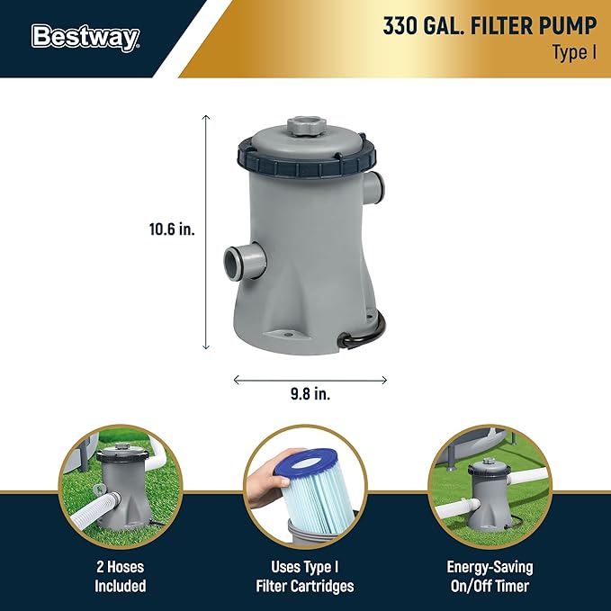 Bestway Steel Pro MAX 12' x 30" Above Ground Pool, Round Metal Frame Outdoor Swimming Pool Set with Filter Pump & Type I Cartridge, Stone Print