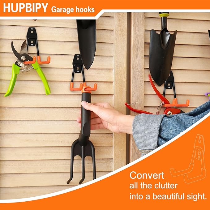Heavy Duty Garage Hooks 10 Pack, 5.1 inch Medium U Shaped Hanger, Wall Mounted Storage System, Power and Garden Tool Organizer, for Hanging Ladders, Hose, Bulk Items and More