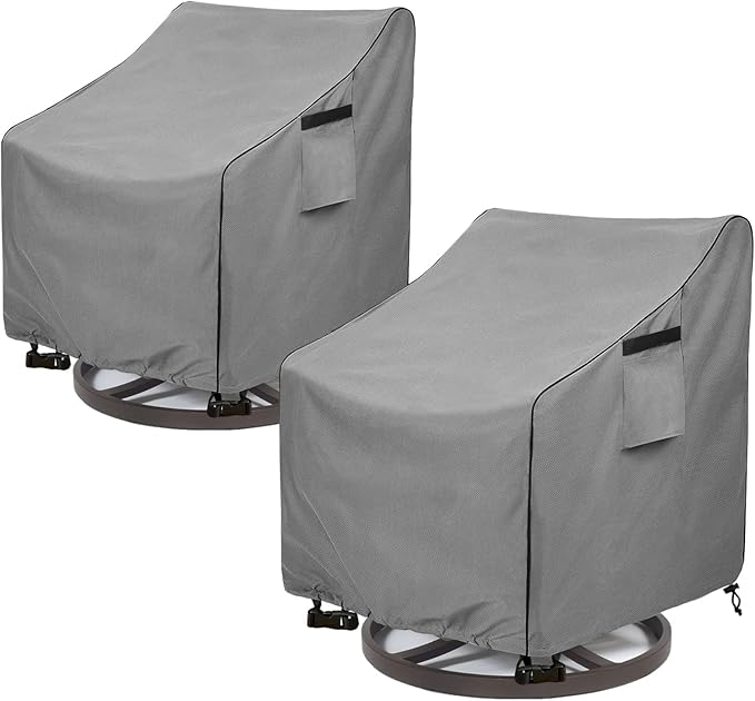 Okcool Outdoor Swivel Chair Cover 2 Pack,Outdoor Furniture Patio Chair Covers Waterproof Clearance,(27.5"W x 32.5"D x 39"H) Outdoor Lawn Patio Furniture Covers,Grey