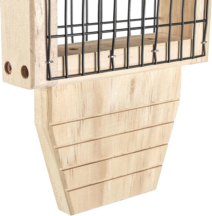 Rocky Mountain Goods Wood Bird Feeder with Suet Holder for Outside Hanging - Woodpecker Suet Feeder with Tail Prop - Durable Wooden Design with Wire Mesh for Wild Birds - Easy to Fill & Clean