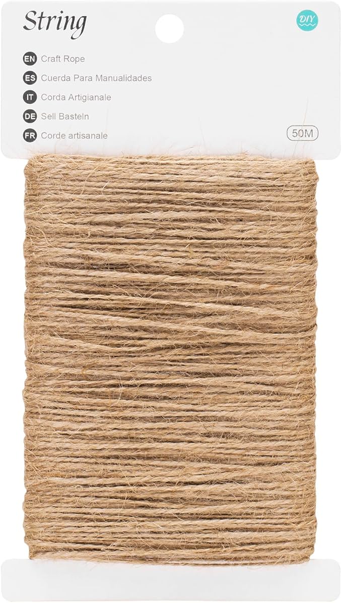 KINGLAKE 2mm Natural Jute Twine String 164 Feet Long Twine String for Crafts, Arts, Gift Wrapping, Packing, Gift Tags, Wedding, Home Decor