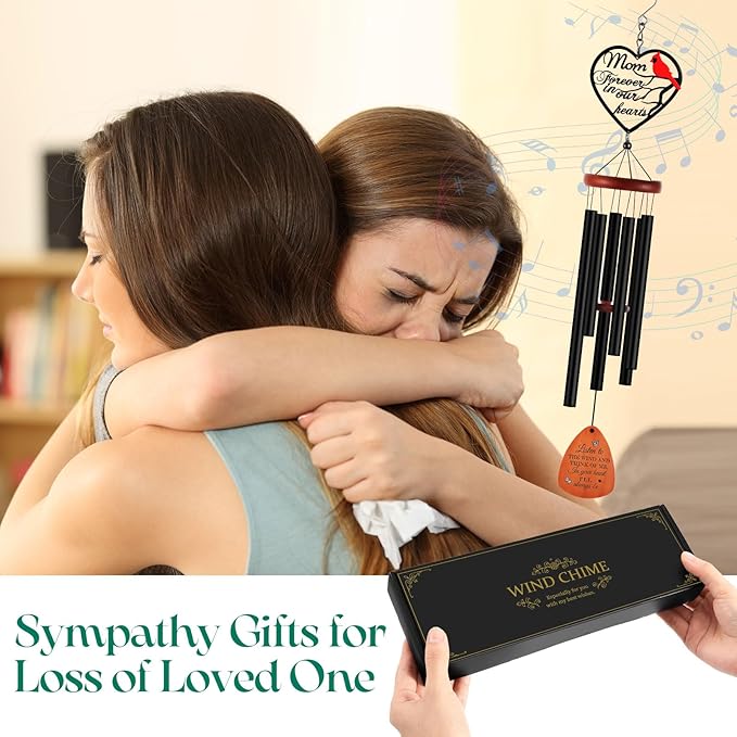 Kathfly Cardinal Wind Chimes for Loss of Loved One, 28" Memorial Wind Chimes for Outside, Cardinal Sympathy Bereavement Condolence Funeral Windchime Gifts for Loss of Mother Mom