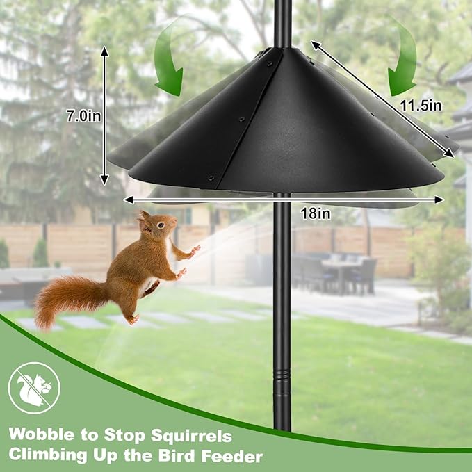 Bird Feeder Pole, 93 Inch Heavy Duty Birdhouse Pole with Squirrel Proof Baffle and 4 Hooks, Adjustable Wild Bird Feeding Station Hanging Pole for Outdoors, Yard, Garden Decor (Without Birdhouse)