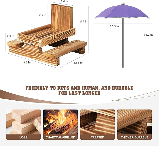 Gnodary Squirrel Feeder with Umbrella, Squirrel Feeders for Outside, Squirrel Picnic Table Feeder - Chipmunk Feeder Hold Corn, Corn Cob, Peanuts Style2 (Purple)