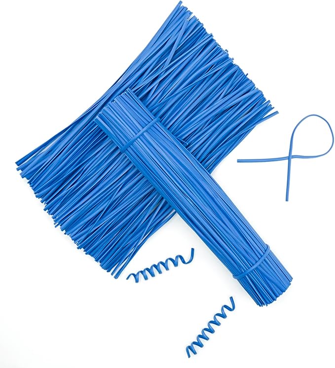 Blue Plastic Twist Ties Bulk, 6 Inch Reusable Twist Ties Garden Ties for Plants, 500 Pcs Metallic Twist Ties for Bread Bags, Vines and Wrapping Cords, Christmas Decor