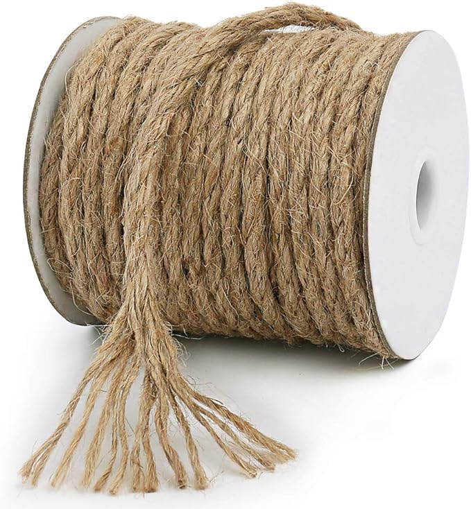 Vivifying 6mm Jute Rope, 66 Feet Natural Heavy Duty Brown Twine for Crafts, Cat Scratching Post, Gardening, Bundling and Hanging