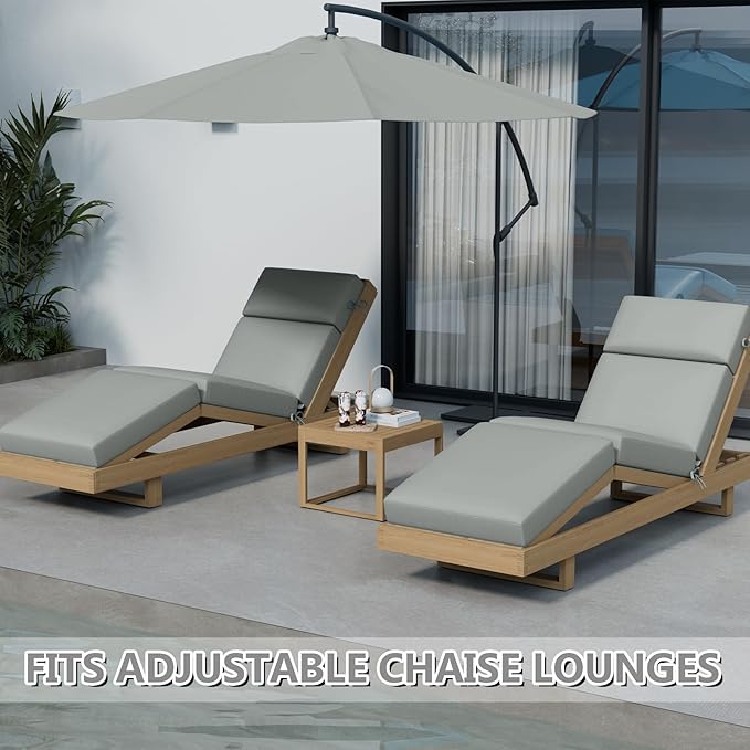2 Pcs Chaise Lounge Cushions Outdoor, 72 x 21 x 4 Inch Lounge Chair Cushions for Outdoor Furniture - Waterproof Lounge Patio Replacement Cushion, 4In Fade-Resistant ThickPatio Chaise Lounge Cushion