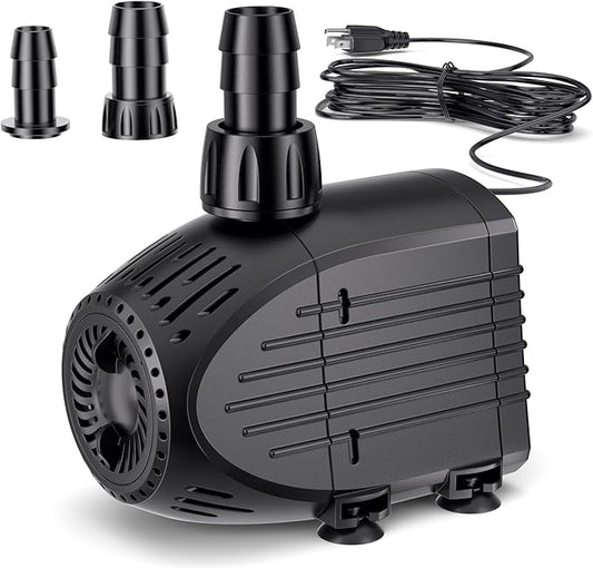 NFESOLAR Submersible Water Pump 880GPH, 60W Ultra Quiet Fountain Pump with Dry Burning Protection 9ft High Lift for Fish Pond, Fountains, Waterfall, Hydroponics, Aquariums KF206
