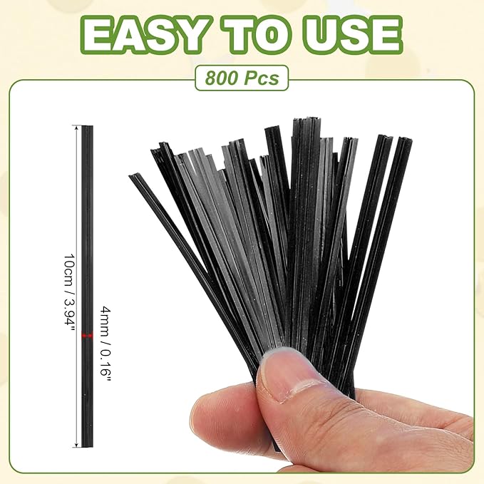 PATIKIL Bag Twist Ties 4 Inch, 800 Pcs Metallic Bread Ties for Treat Plastic Bags Gift Wrapping Candy Coffee Bag Plant Party Cake Favor, Black