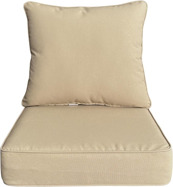 Goodgoods 24x24 inch Outdoor/Indoor Deep Seat Patio Cushion Set of 1 Resilient Foam Filling Water Repellent Stain-Resistant UV Resistant Weather Resistant Deep Seat Bottom Beige