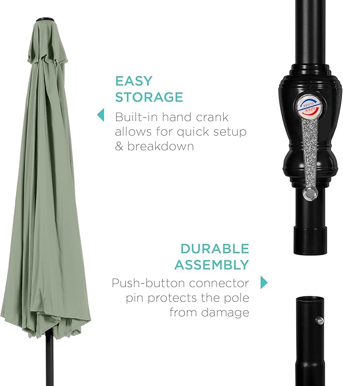 Best Choice Products 10ft Outdoor Steel Polyester Market Patio Umbrella w/Crank, Easy Push Button, Tilt, Table Compatible