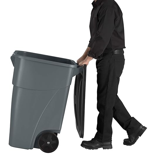 Rubbermaid Commercial Products BRUTE Rollout Trash/Garbage Can/Bin with Wheels 50 GAL Blue for Restaurants/Hospitals/Offices/Back of House/Warehouses