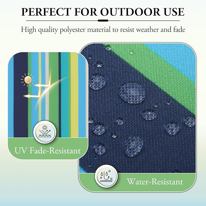 Wellsin Outdoor Chair Cushions for Patio Furniture - Patio Chair Cushions Set of 6 - Water Resistant Round Corner Outdoor Seat Cushions 17"X16"X2", Stripe 01
