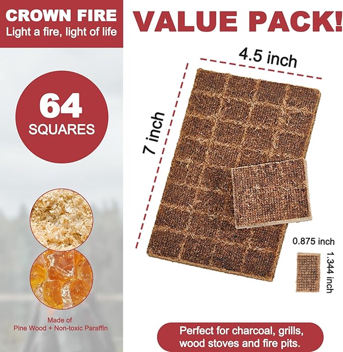 Fire Starters for Solo Stove Mesa, 60 Count BBQ Firestarter and Fireplace Accessories, Pellets for Bonfire and Firepit, Camping, Grilling, Cooking, Campfires, Charcoal, Wood, and Sticks (64 Cubes)