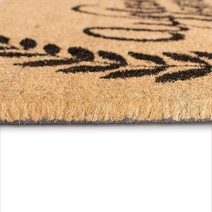 LuxUrux Welcome Mats Outdoor Coco Coir Doormat, with Heavy-Duty PVC Backing - Natural - Perfect Color/Sizing for Outdoor/Indoor uses. (17 x 30 inch, Charcoal - Welcome Home)