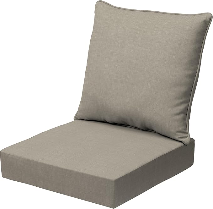 Arden earthFIBER Outdoor Deep Seat Cushion Set, 24 x 24, Rain-Proof, Fade Resistant, Deep Seat Bottom and Back Cushion for Chair, Sofa Sandbar Taupe Texture