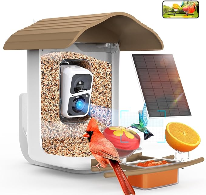 birdsnap® PAV-Bird Feeder with Camera,2K HD with 64GB Card, AI Identify Smart Bird House Cam Solar Panel,Live Stream,Motion Detection,Auto Record Video for Backyard Outdoors,Ideal Gift for Bird Lover