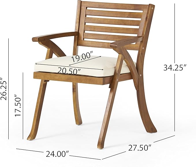 Christopher Knight Home Hermosa Acacia Wood Dining Set, 5-Pcs Set, Teak Finish