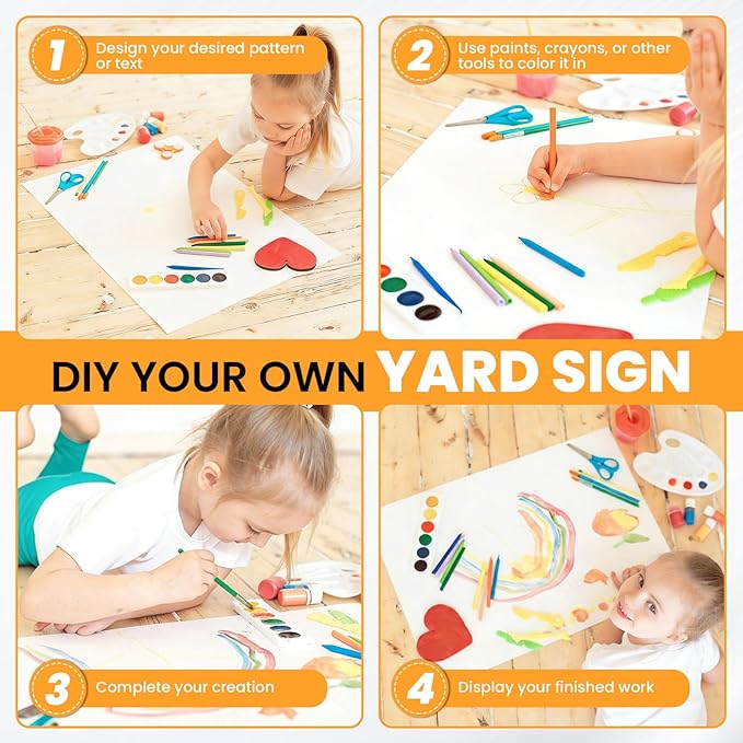 15 Pack Yard Signs with Metal Stakes, Custom Yard 17 x 12 Inches, Corrugated Plastic Board for Sale Sign Outdoor, Rent, Guidepost, Garage Sale Signs, Birthday Party