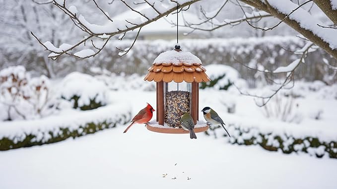 Gazebo Bird Feeder - Going Green Outdoor Garden Decorative Creation - 3 Lbs Capacity - Solid Cedar Wood Squirrel Proof Secure Lock, Assembling Needed