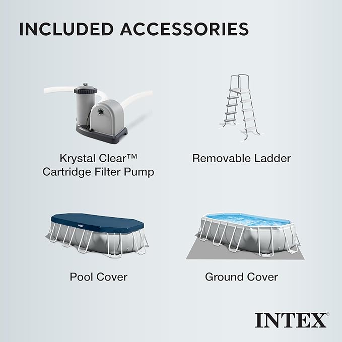 INTEX Above Ground Swimming Pool Set, Prism Frame 16.6ft x 9ft x 48in with Pump & Ladder