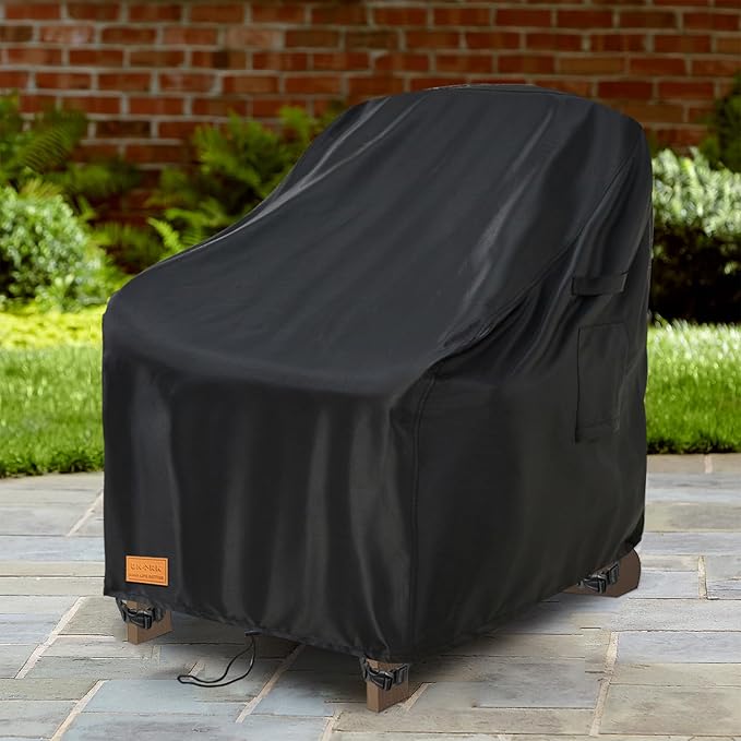 Outdoor Adirondack Chair Cover 2 Pack,Heavy Duty Patio Covers Waterproof, Outdoor Furniture Covers Waterproof, Swivel Patio Chair Cover(30W X 34D X 36H Inches) Black