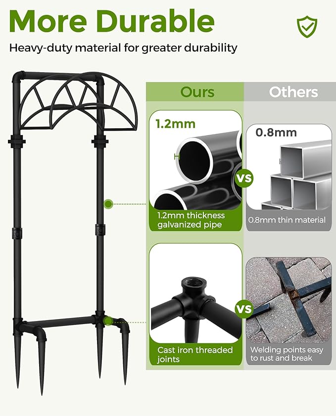 LAND·VOI Hose Holder, Garden Hose Storage Freestanding, Metal Heavy Duty Water Hose Holder Holds 150 Feet Hose, Detachable Hose Storage Hanger for Outside with 4 Spikes, for Lawn Yard, Black GHH02B