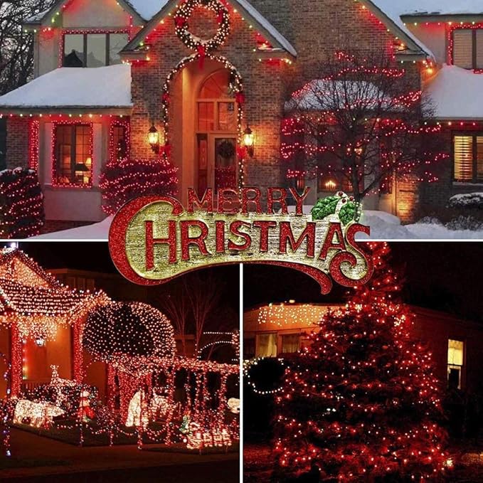 Outdoor Solar String Lights, 2 Pack 33ft 100L Solar Copper Fairy Lights,8 Modes Twinkle Lights Decor for Indoor Outdoor Patio Yard Trees Christmas Wedding Party (Red)