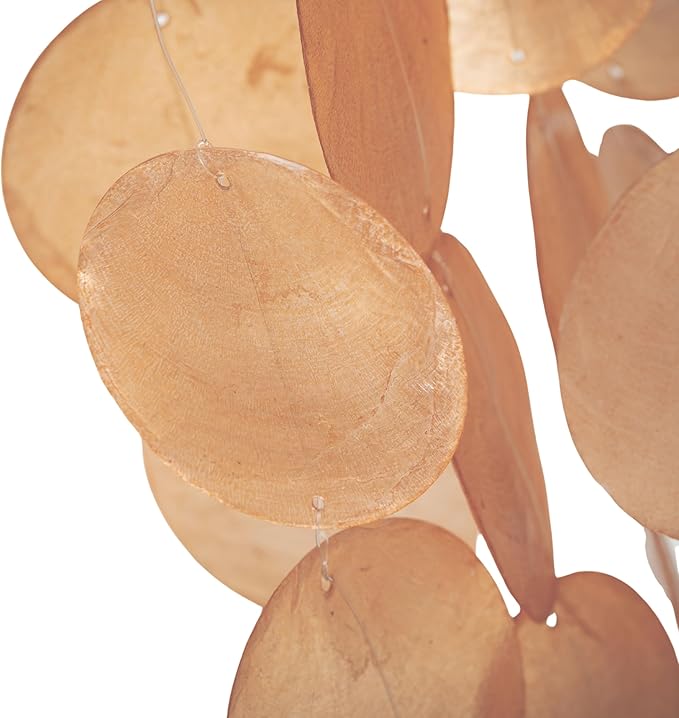 Woodstock Wind Chimes for Outside, Outdoor Decor, Garden and Patio Decor, Capiz Waterfall Wind Chime, 40'' Summer Marigold Wind Chimes (CWSM)