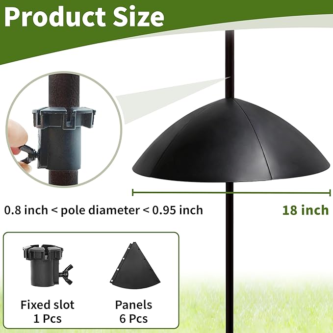 TCBWFY 18 Inches Squirrel Proof Baffle for Protecting Bird Feeders and Houses,Heavy-Duty Pole Mount Raccoon and Squirrel Guard Stopper for Outside Shepherd Hooks,Bird Feeder Accessories