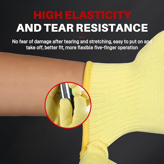 Heat Cut Resistant Gloves,Aramid Oven Gloves with Fingers,Heat Resistant Up to 550°F, Thick Knit Design,Machine Washable - Kevlar Knit Work Gloves for Men & Women(Aramid, Medium)