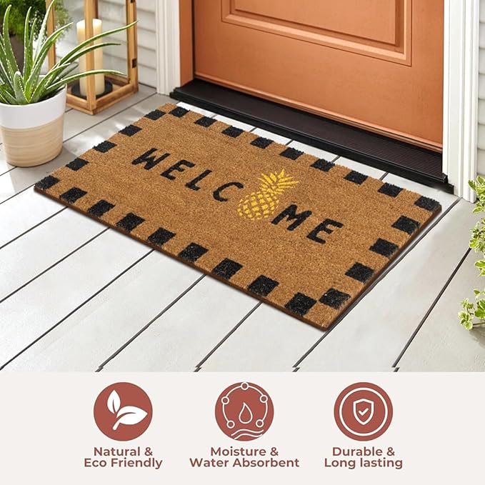 Folkulture Welcome Matt Outdoor | 16 x 28 Door Mats for Front Door Mat Outside Entrance | Eco Friendly | Welcome-Mats Cute | Coir Door Mats | Outdoor Decor for Home | Durable & Anti Slip