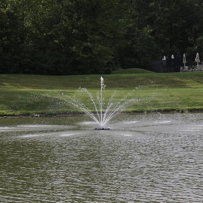 HALF OFF PONDS Floating Fountain – 3/4 HP Pond Aerator, 100' Cord – 8,000 GPH Water Pump – 11 Spray Patterns – for Ponds, Lakes & Water Gardens