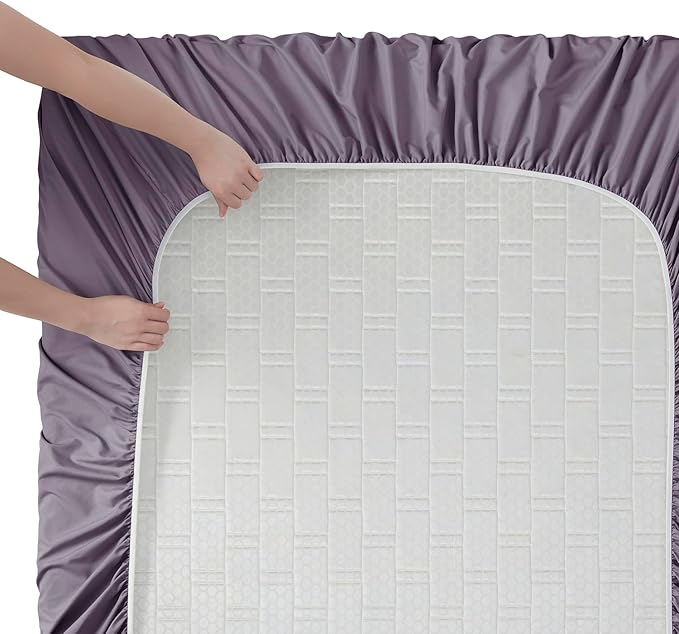 Clara Clark Bed Sheets, Premier 1800 Series Bed Sheet Set, Deep Pocket, Wrinkle, Fade, Stain Resistant, Luxury Soft Bedding Sheets & Pillowcases, Twin, Grayish Purple
