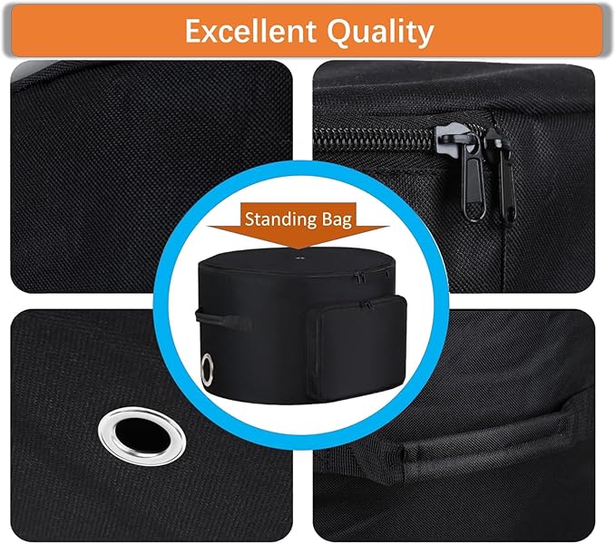 Garden Hose Holder Standing Bag, Water Hose Holder Pot Bag for Outside, with Hose Entry Hole; Drainage & Breathable Holes; Small Tool Storage Pocket (black)