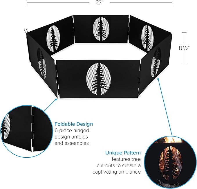 Camco Heavy Duty Steel Campfire Fire Pit Ring - 27"" Wide with Hinged Construction - Portable Fire Pit Features Collapsible Design & is Easily Transportable - Includes Storage Bag - (51091)